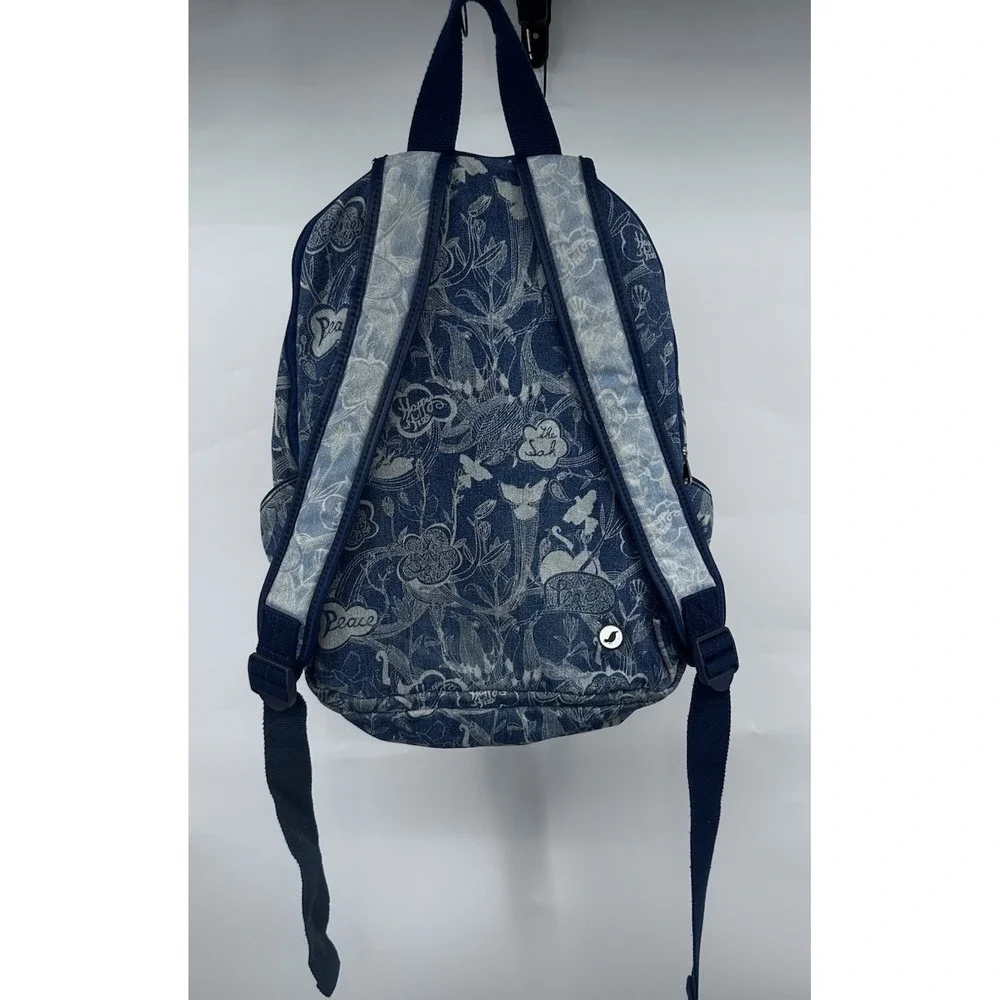 Sakroots Denim Color Block Women's Peace Backpack Multi Pocket Adj Strap Floral